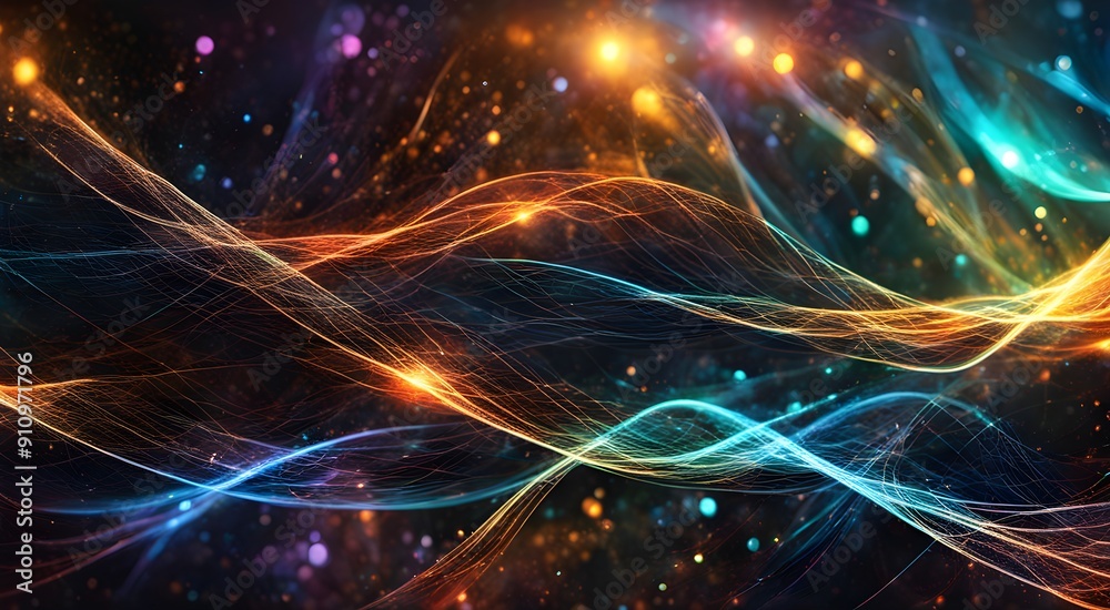 Fototapeta premium A colorful, swirling pattern of lights and dots
