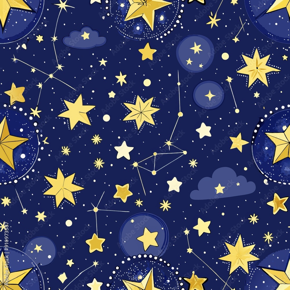 Seamless pattern of starry night skies and constellations Seamless pattern of starry night skies and constellations