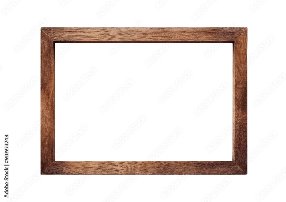 A simple, dark brown, wooden picture frame isolated against an isolated background. A simple, dark brown, wooden picture frame isolated against an isolated background.