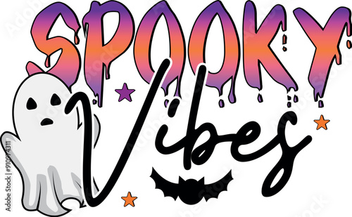 Spooky Vibes, Halloween Celebration Quote EPS