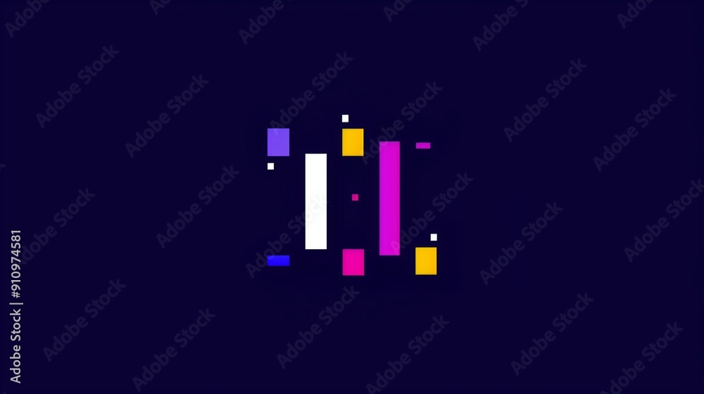 Abstract representation of data visualization and analysis with colorful bars and rectangles on a dark background. Abstract representation of data visualization and analysis with colorful bars and rectangles on a dark background.