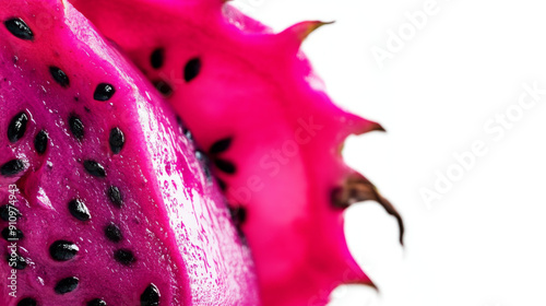 Vibrant dragon fruit isolated on pure white backdrop photo