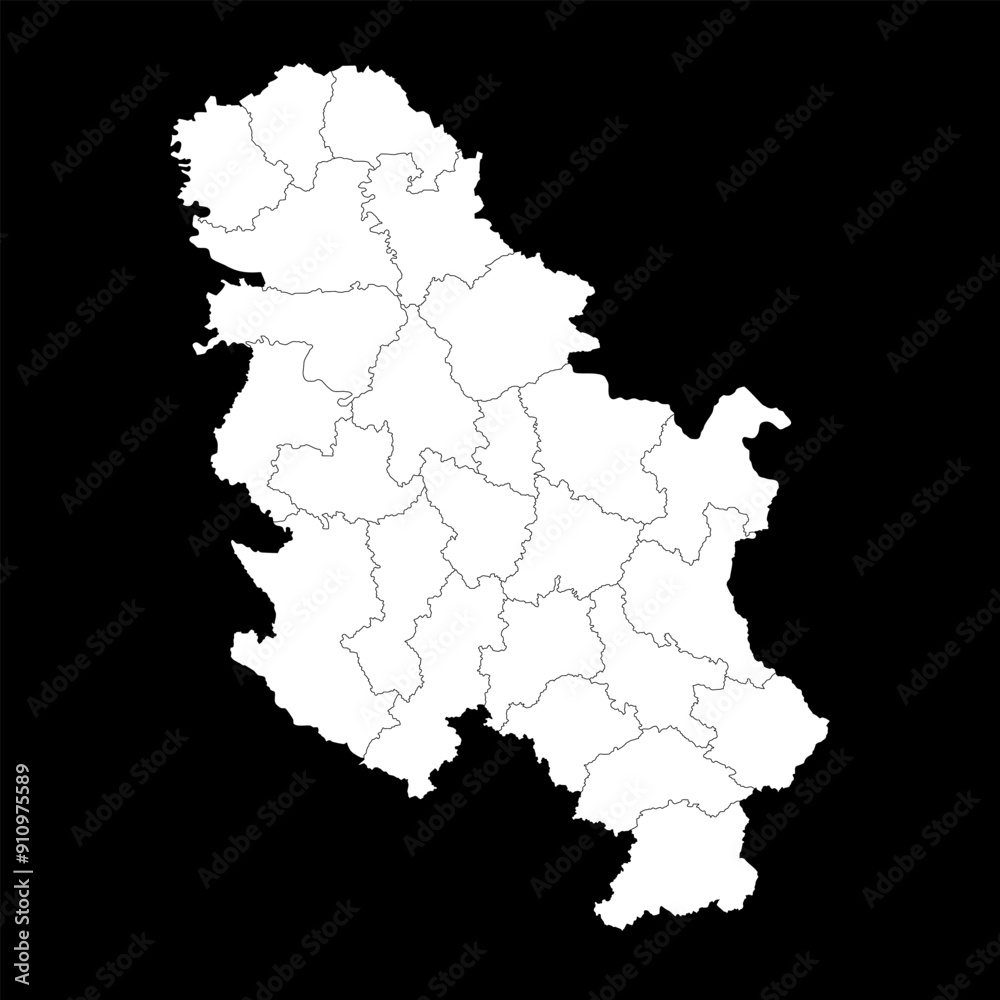 Obraz premium Serbia map with administrative districts without Kosovo. Vector illustration.
