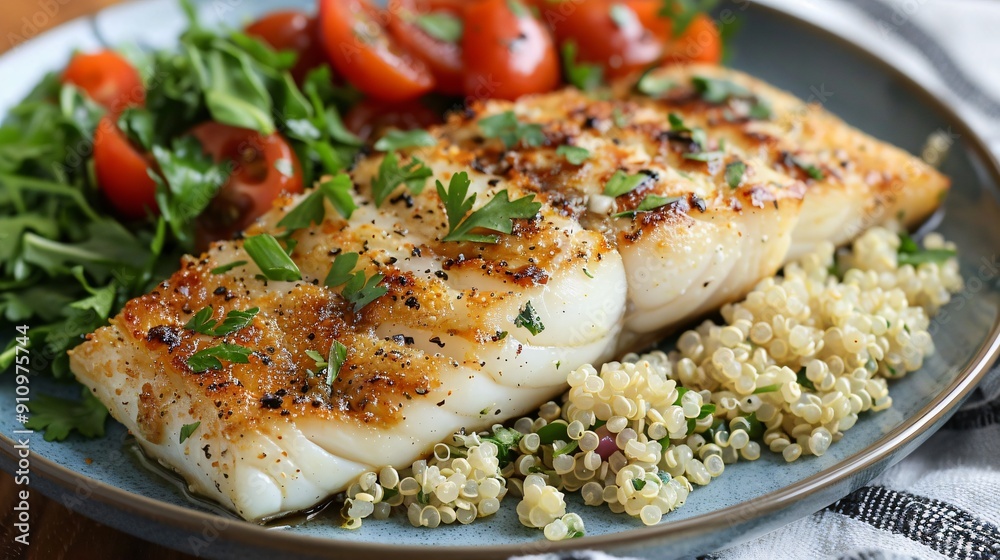 Grilled Fish with Quinoa and Tomato Salad Grilled Fish with Quinoa and Tomato Salad
