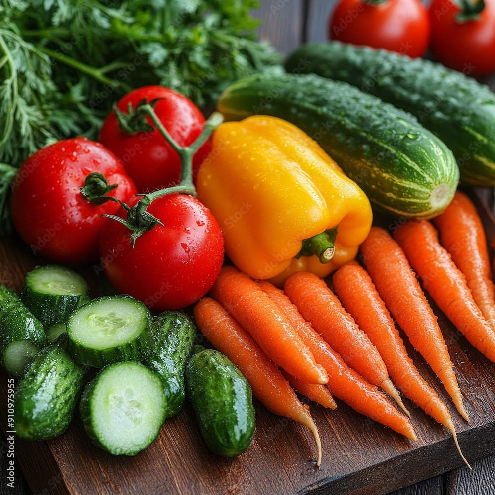 Close-Up of Fresh Vegetables on Wooden Surface Close-Up of Fresh Vegetables on Wooden Surface
