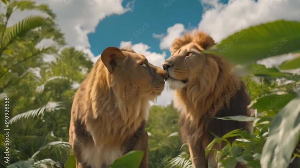 a lion in the jungle, Epic cinematic male lion walking in Wild Africa on safari, Slow motion, Big Cats, footage, 4k footage, videos, video clip, slow motion, 4K, short video