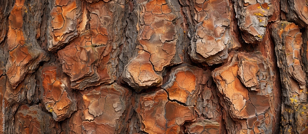 Detailed close up of the textured brown bark of a Coast Redwood Tree in Arboretum Park with a natural background perfect for a copy space image