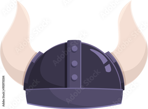Cartoon viking helmet with horns, showing power and strength