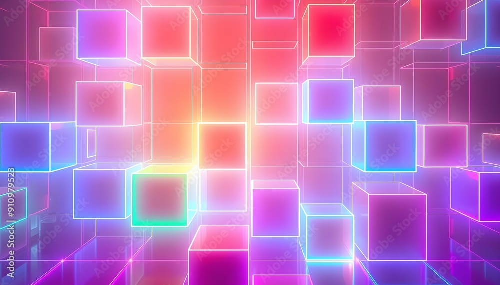 A futuristic abstract background showcasing a grid of neon-colored cubes with glowing edges, creating a high-tech, digital ambiance. A futuristic abstract background showcasing a grid of neon-colored cubes with glowing edges, creating a high-tech, digital ambiance.