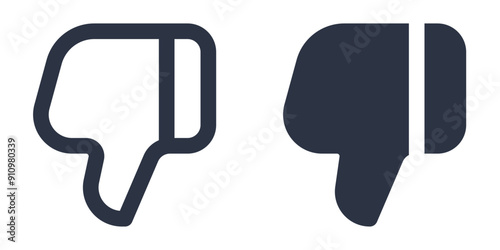 Thumbs Down or Dislike simple icons set designed in filled, outline, line and stroke style