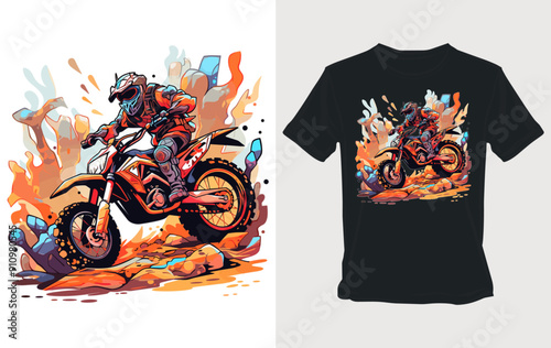 Motocross Rider in Action T-Shirt Design