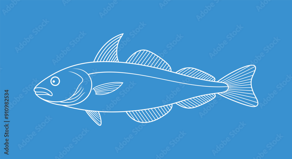 Haddock outline. Isolated haddock on white background Haddock outline. Isolated haddock on white background
