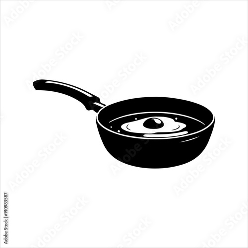 Pan with omelette icon silhouette illustration design on white background.