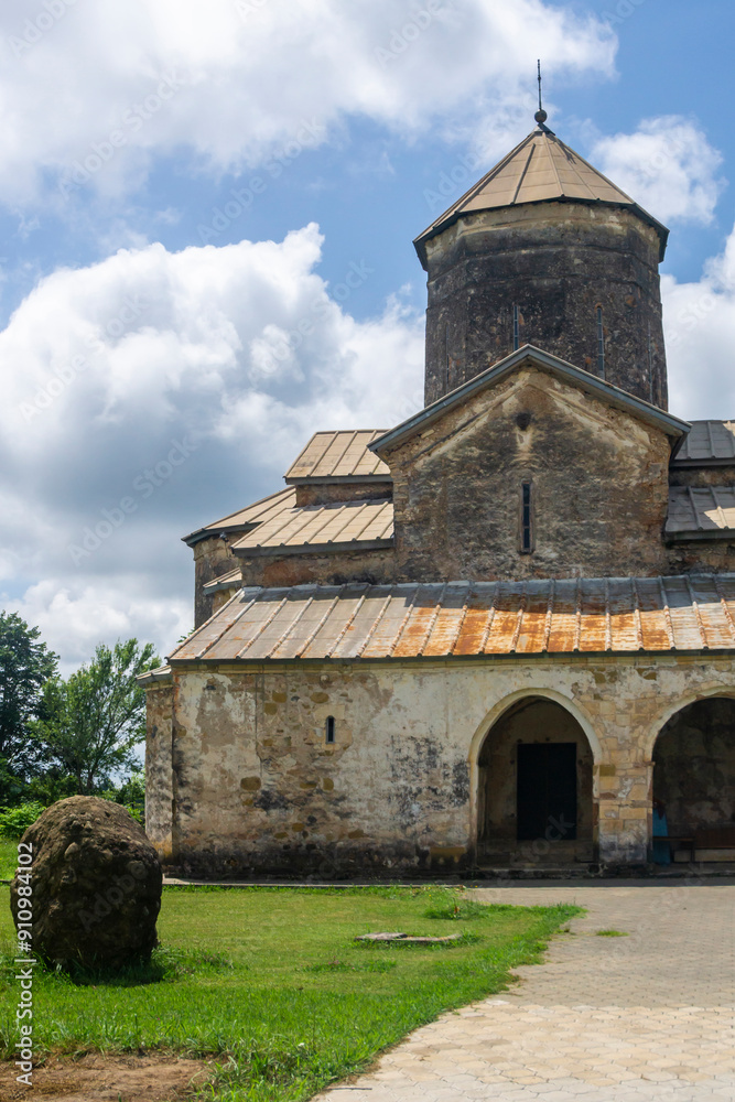 The Tsalenjikha Cathedral Church of the Transfiguration of Savior. Arched wall, stone roof. The Tsalenjikha Cathedral Church of the Transfiguration of Savior. Arched wall, stone roof.