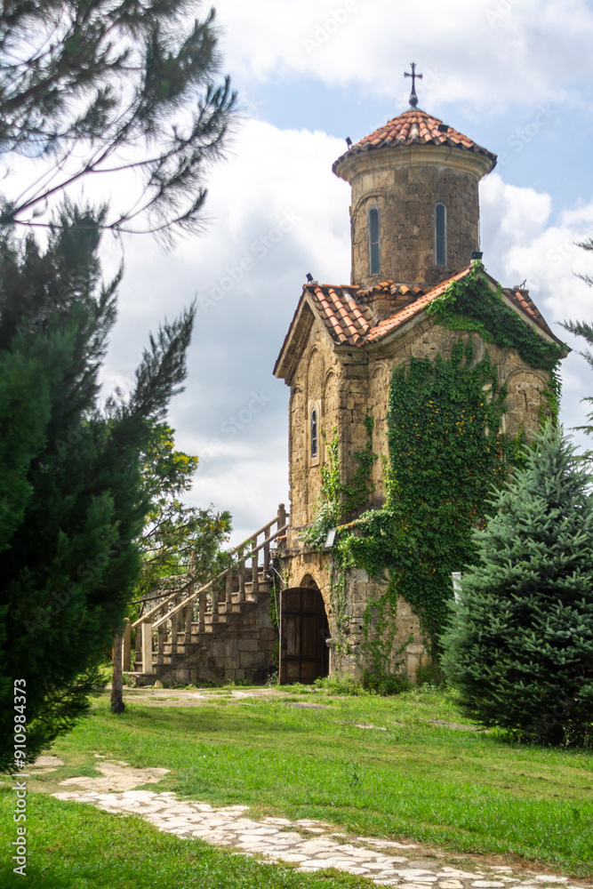 Small and tall church of the Chikovani family in the monastery complex of the village of Martvili. Small and tall church of the Chikovani family in the monastery complex of the village of Martvili.