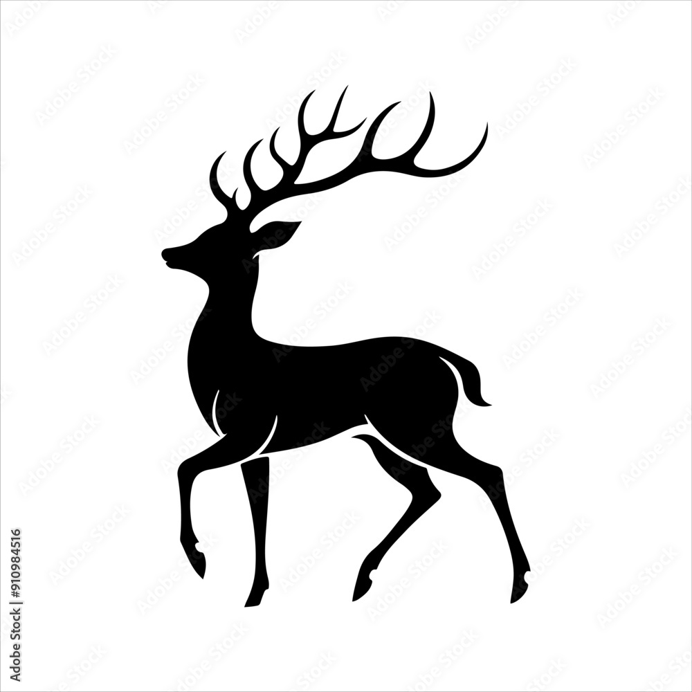Black silhouette of wild deer icon silhouette vector illustration on white background. Black silhouette of wild deer icon silhouette vector illustration on white background.