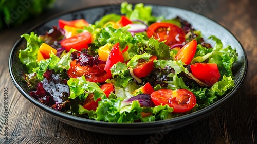 Fresh Green Salad with Tomatoes and Peppers.