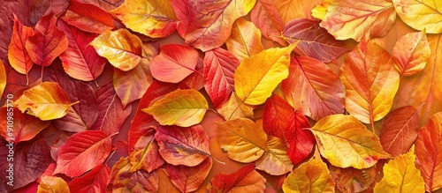 Background featuring colorful autumn leaves with copy space image available
