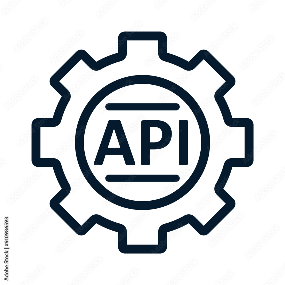 API. Vector linear icon isolated on white background. API. Vector linear icon isolated on white background.