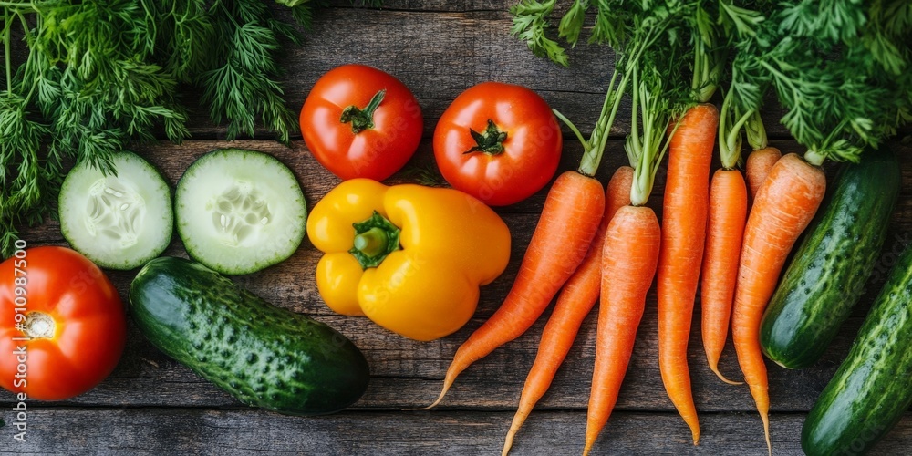 Close-Up of Fresh Vegetables on Wooden Surface