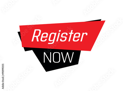 register now text information sign