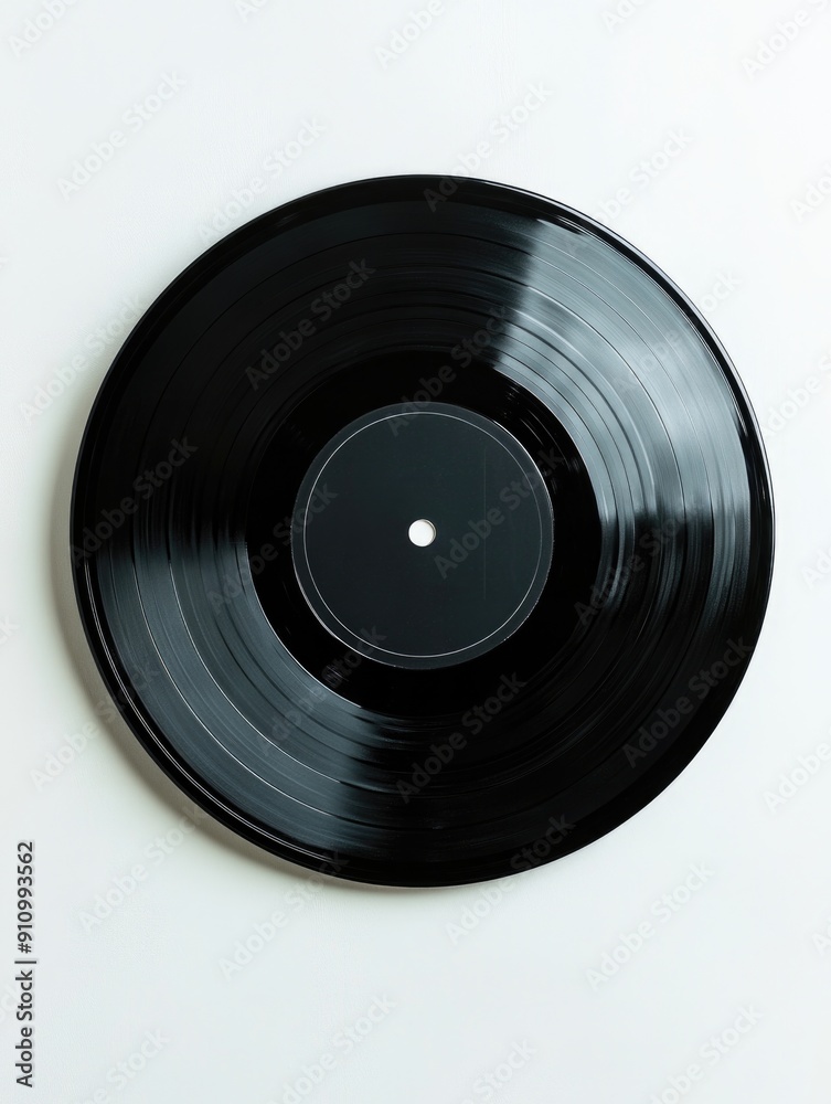 Black vinyl record on white surface Black vinyl record on white surface