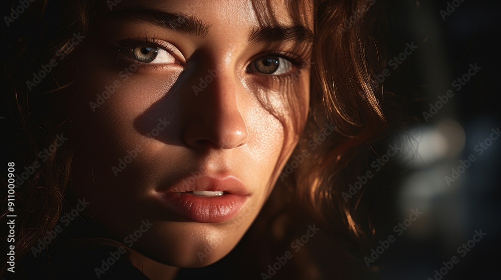 Close up portrait with dramatic lighting Close up portrait with dramatic lighting