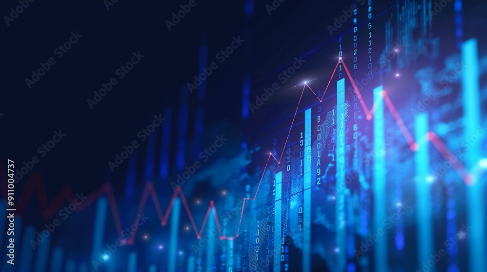 A blue background with arrows pointing upwards, representing stock market growth or business success in the financial industry graph, shows upward trends, symbolizing positive progress A blue background with arrows pointing upwards, representing stock market growth or business success in the financial industry graph, shows upward trends, symbolizing positive progress