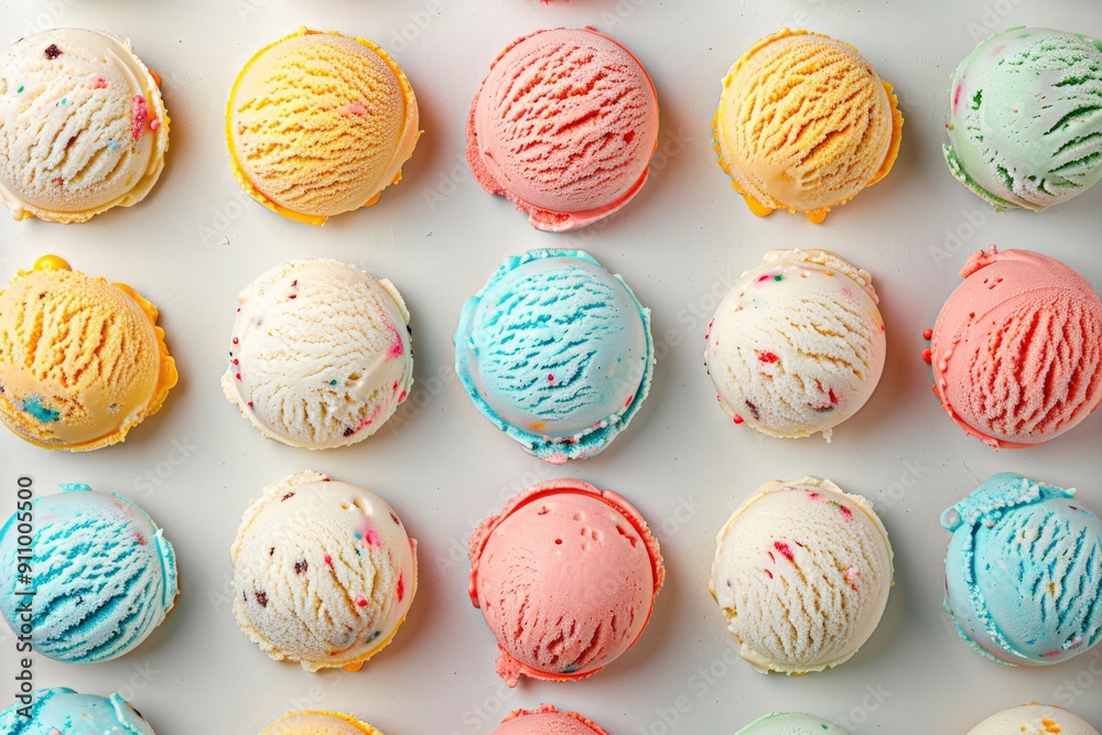 Abstract photography of a mix of bright ice cream scoops creating a colorful pattern on a solid white background. Sharp and detailed --ar 3:2 --style raw Job ID: 95d69a7c-2855-4081-8bac-89e19bb48796 Abstract photography of a mix of bright ice cream scoops creating a colorful pattern on a solid white background. Sharp and detailed --ar 3:2 --style raw Job ID: 95d69a7c-2855-4081-8bac-89e19bb48796