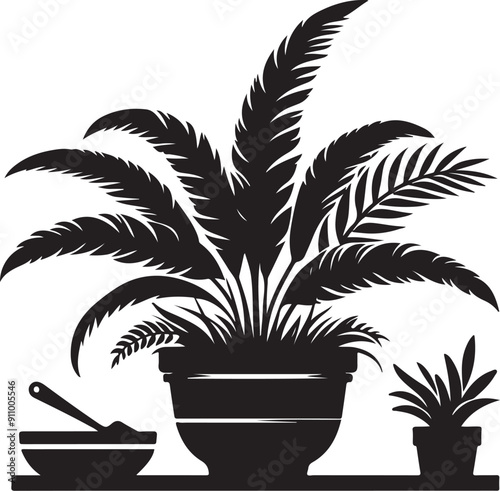 silhouette tropical in top tree black color only