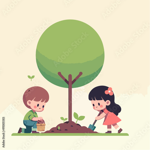 people cleaning nature by collecting garbage into trash bags. Family working together and picking plastic litter. Colored flat vector illustration isolated on white background