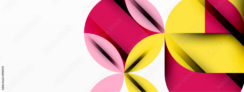 Circle, square and flower petal geometric background. Round shapes composition for wallpaper, banner, background or landing Circle, square and flower petal geometric background. Round shapes composition for wallpaper, banner, background or landing