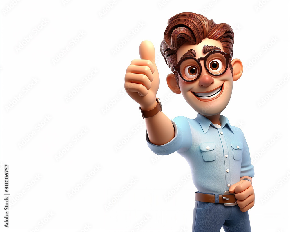 Happy adult man showing thumb up gesture 3d style cartoon character. Successful businessman smiling with ok like cool finger on white background Happy adult man showing thumb up gesture 3d style cartoon character. Successful businessman smiling with ok like cool finger on white background