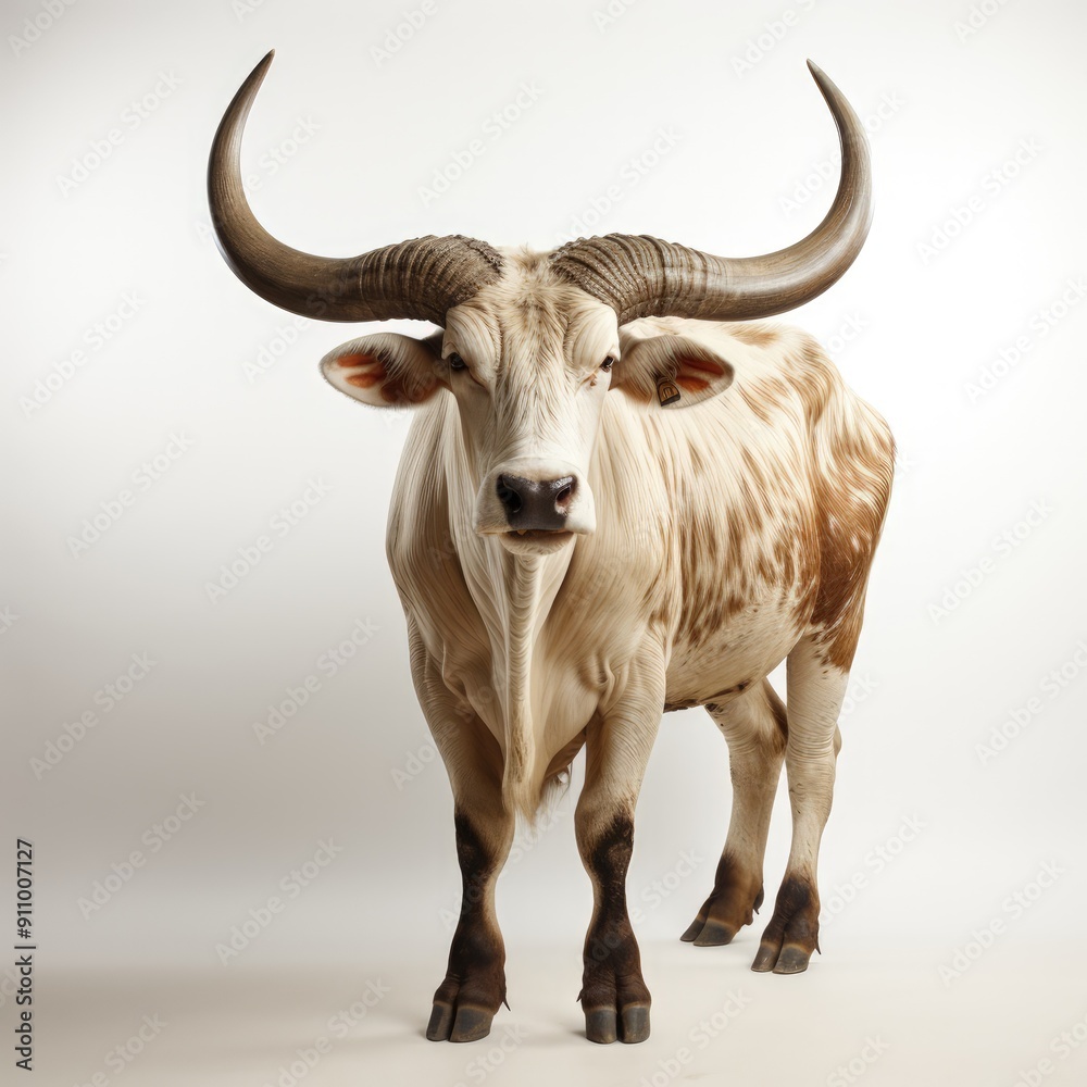 Majestic Long Horns Illustration on a Clean White Background Majestic Long Horns Illustration on a Clean White Background