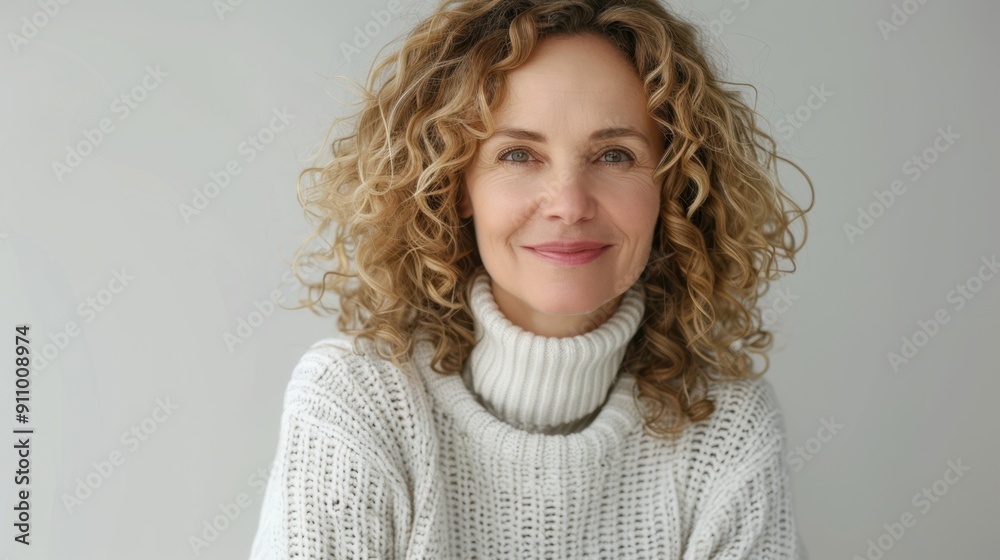 The woman with curly hair The woman with curly hair