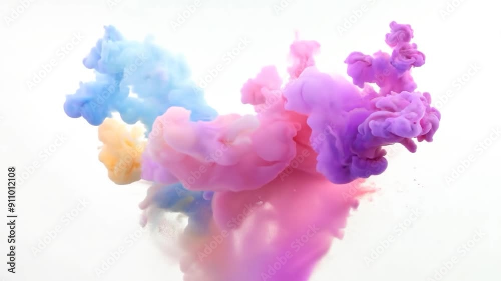 Vibrant clouds of pink, purple, blue, and yellow blend beautifully, creating a mesmerizing abstract display Vibrant clouds of pink, purple, blue, and yellow blend beautifully, creating a mesmerizing abstract display