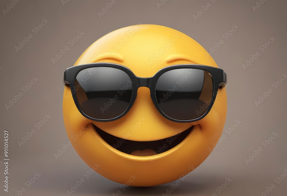 Smiling face with sunglasses three-dimensional emoji. Cool emoticon. face emoticon. 3D rendering, ai Smiling face with sunglasses three-dimensional emoji. Cool emoticon. face emoticon. 3D rendering, ai