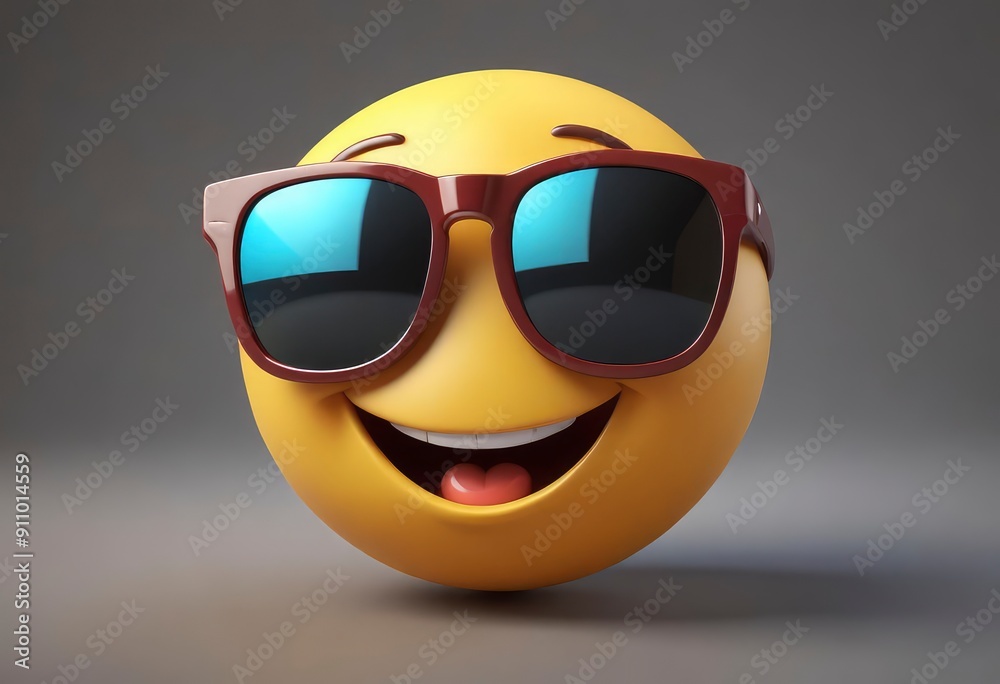Smiling face with sunglasses three-dimensional emoji. Cool emoticon. face emoticon. 3D rendering, ai Smiling face with sunglasses three-dimensional emoji. Cool emoticon. face emoticon. 3D rendering, ai