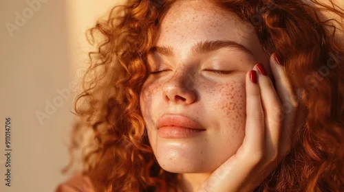 Fototapeta samoprzylepna The Freckled Redhead Woman