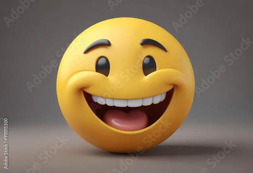 Three-dimensional laughing face emoji. Confused or pensive face emoticon. 3D rendering, ai