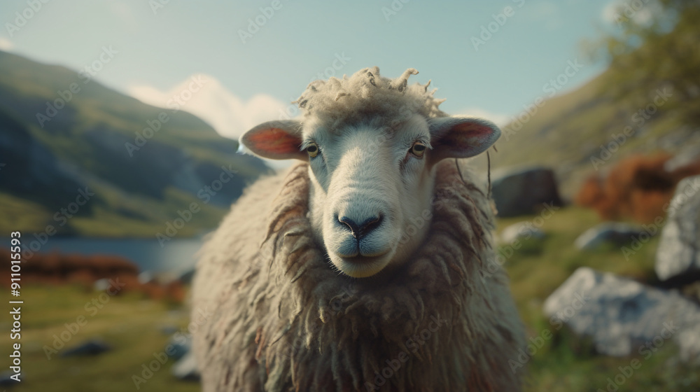 Fototapeta premium sheep in the mountains