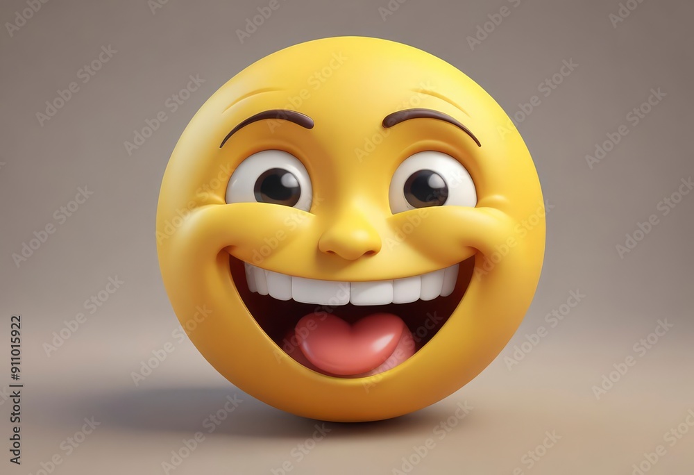 Three-dimensional laughing face emoji. Confused or pensive face emoticon. 3D rendering, ai Three-dimensional laughing face emoji. Confused or pensive face emoticon. 3D rendering, ai