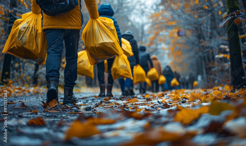 A diverse group of people participating in a community clean-up A diverse group of people participating in a community clean-up