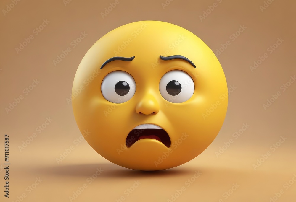 Three-dimensional thinking face emoji. Confused or contemplative face emoticon. 3D rendering, ai Three-dimensional thinking face emoji. Confused or contemplative face emoticon. 3D rendering, ai
