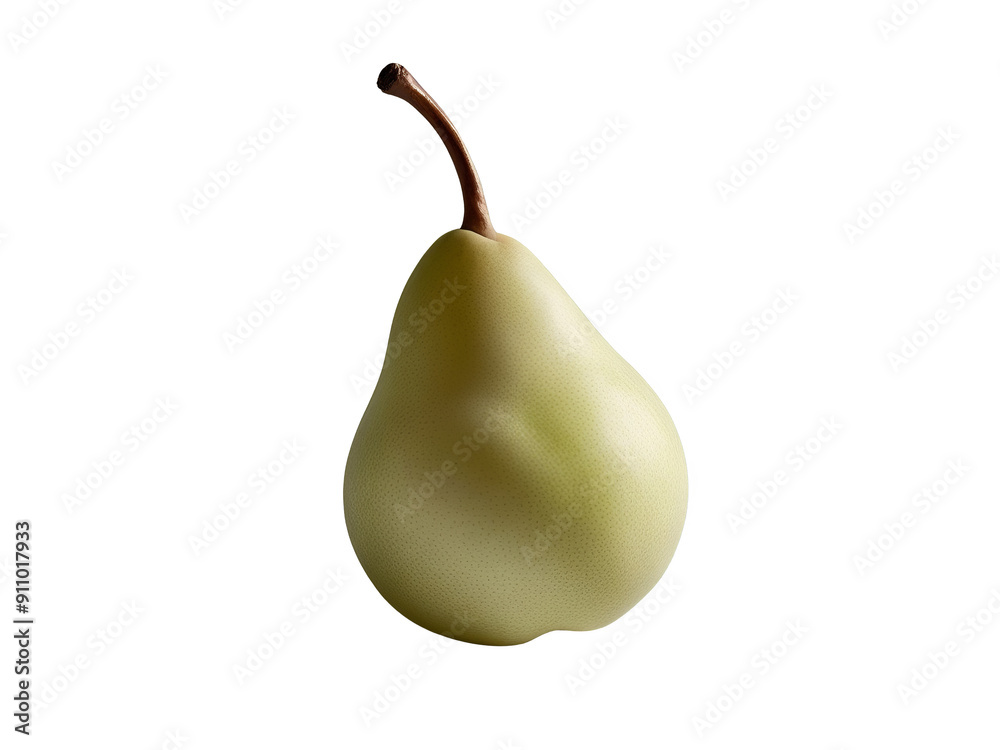 Single Green Pear: Ripe Fresh Fruit Isolated on White Background for Food Photography and Design Single Green Pear: Ripe Fresh Fruit Isolated on White Background for Food Photography and Design