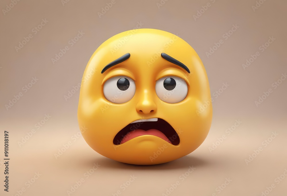 Three-dimensional thinking face emoji. Confused or contemplative face emoticon. 3D rendering, ai Three-dimensional thinking face emoji. Confused or contemplative face emoticon. 3D rendering, ai