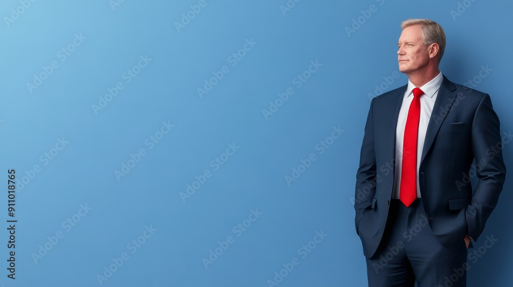 Confident Businessman in Suit with Red Tie Confident Businessman in Suit with Red Tie