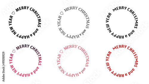 クリスマスと年末年始のアルファベット文字を丸くサークル状のロゴにして製作した