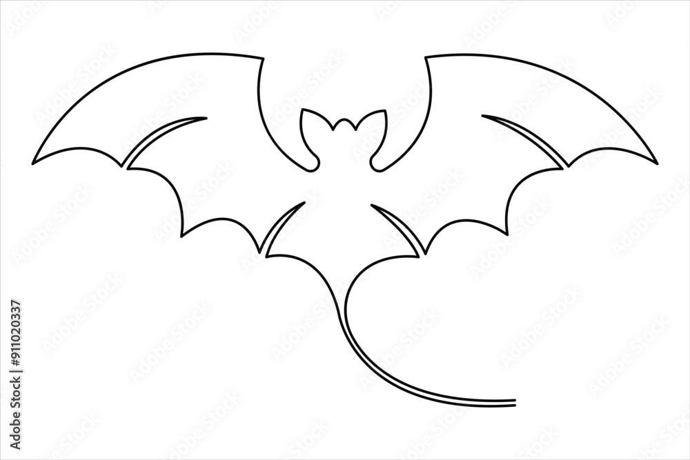 Bat one continuous single line drawing for Halloween Linear minimalistic design vector illustration Bat one continuous single line drawing for Halloween Linear minimalistic design vector illustration