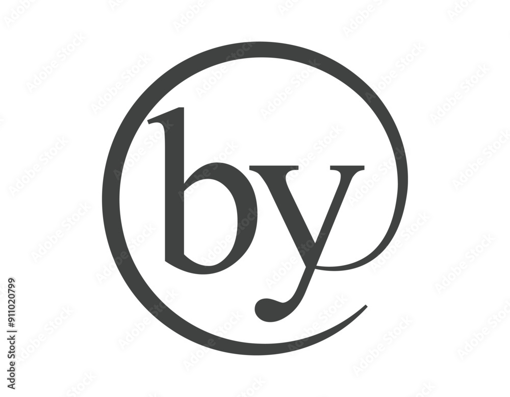 BY logo from two letter with circle shape email sign style. B and Y round logotype of business company BY logo from two letter with circle shape email sign style. B and Y round logotype of business company